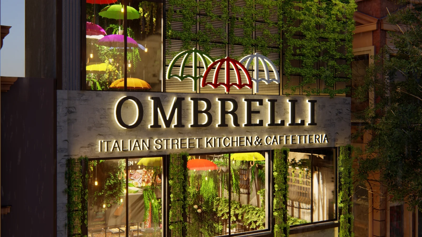 تصميم داخلي إيطالي فاخر في دبي | مطعم Ombrelli من DWS للتصميم الداخلي